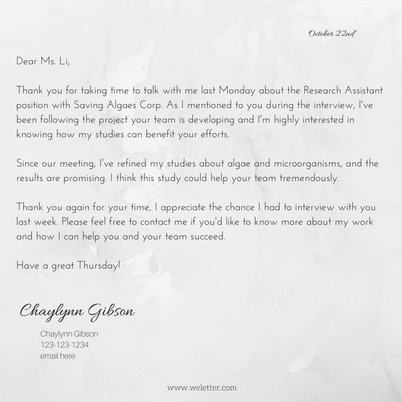 thank you letter after an interview